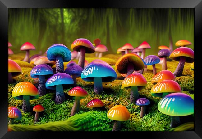 Fantasy Mushroom Land - AI Generated Framed Print by Glen Allen