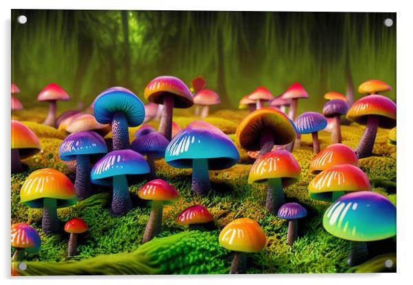 Fantasy Mushroom Land - AI Generated Acrylic by Glen Allen