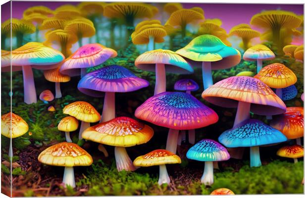 Fantasy Mushroom Land 02 - AI Generated Canvas Print by Glen Allen