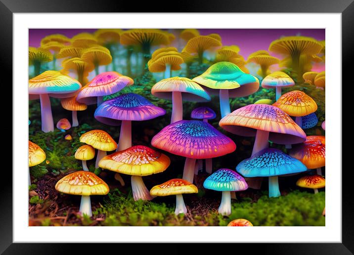 Fantasy Mushroom Land 02 - AI Generated Framed Mounted Print by Glen Allen