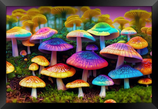 Fantasy Mushroom Land 02 - AI Generated Framed Print by Glen Allen
