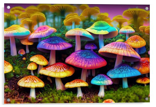 Fantasy Mushroom Land 02 - AI Generated Acrylic by Glen Allen