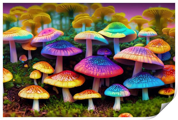 Fantasy Mushroom Land 02 - AI Generated Print by Glen Allen