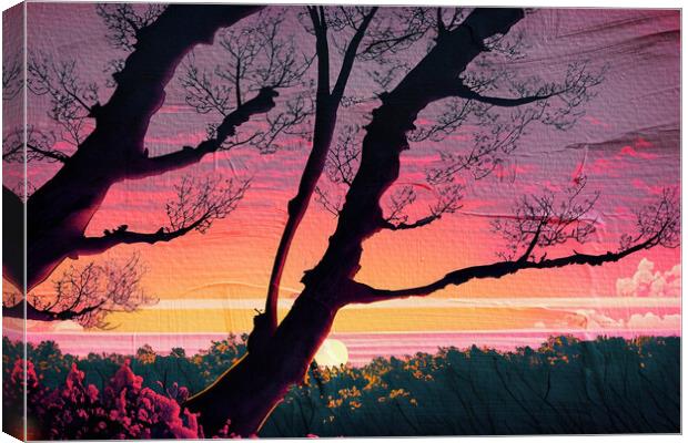 Forest Sunset 01 AI Generated Artwork Canvas Print by Glen Allen
