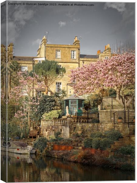 Spring along the Kennett and Avon canal in Bath ci Canvas Print by Duncan Savidge