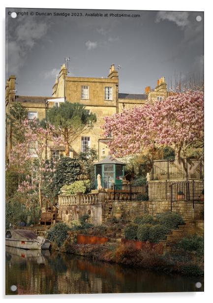 Spring along the Kennett and Avon canal in Bath ci Acrylic by Duncan Savidge