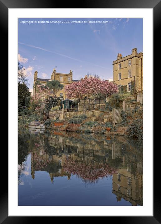 Spring golden and pink reflections along the Kennett and Avon canal in Bath Framed Mounted Print by Duncan Savidge