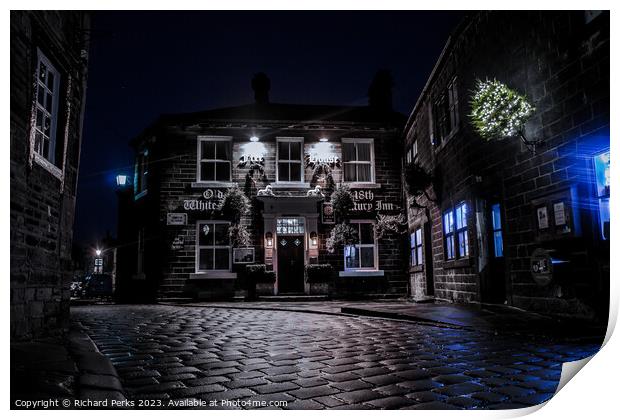 Cold Winter Night In Haworth Print by Richard Perks