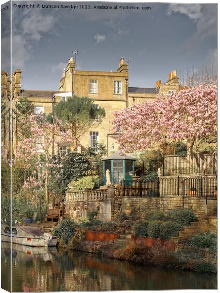 Widcombe Bath in the spring  Canvas Print by Duncan Savidge