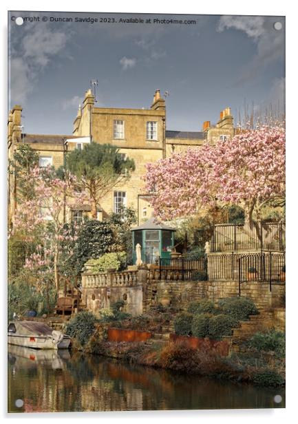 Widcombe Bath in the spring  Acrylic by Duncan Savidge