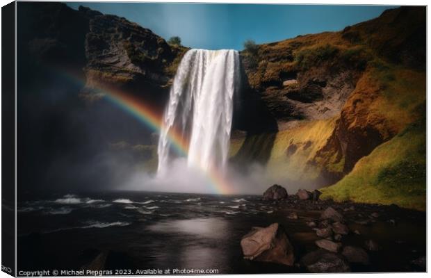 A beautiful moonbow in front of a waterfall created with generat Canvas Print by Michael Piepgras