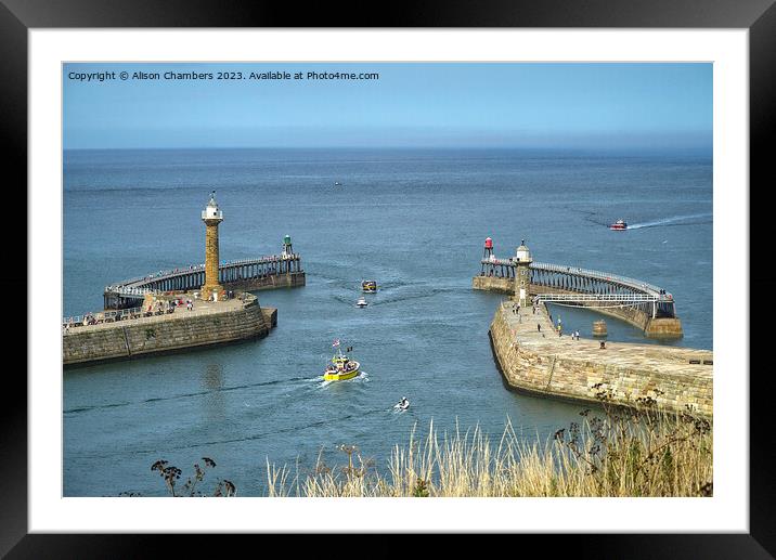 Whitby Pier Framed Mounted Print by Alison Chambers
