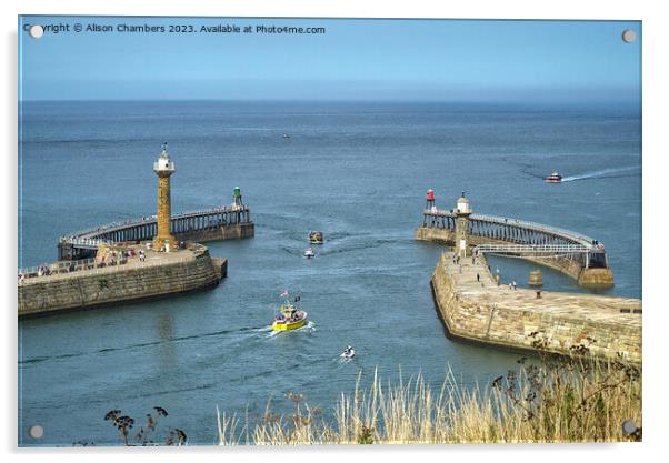Whitby Pier Acrylic by Alison Chambers