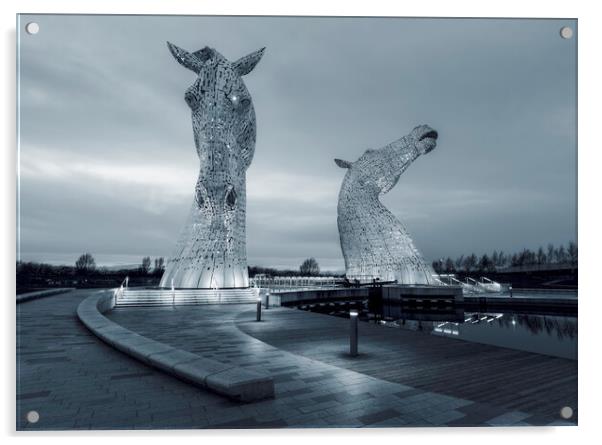 Twilight Kelpies in Black and White  Acrylic by Anthony McGeever