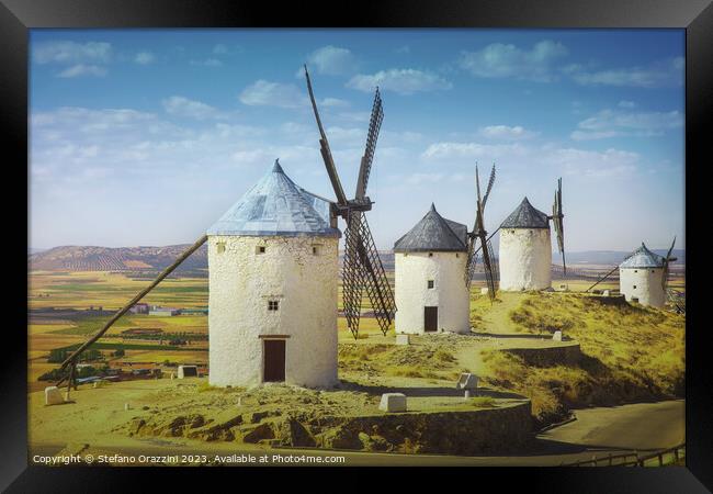 Don Quixote windmills in Consuegra. Castile La Mancha, Spain Framed Print by Stefano Orazzini