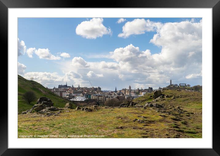 A view of Edinburgh from Salisbury crags Framed Mounted Print by Heather Athey