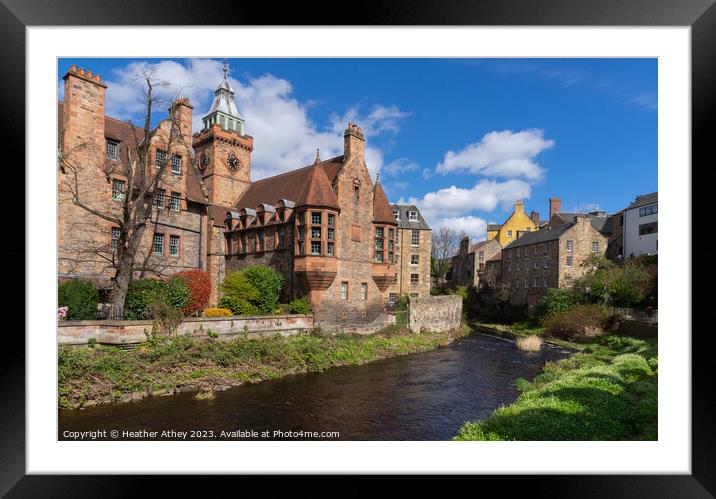 Well Court, Dean Village, Edinburgh, Scotland, UK Framed Mounted Print by Heather Athey