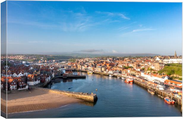Aerial View Of Whitby Canvas Print by Steve Smith