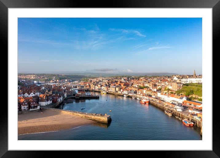 Aerial View Of Whitby Framed Mounted Print by Steve Smith