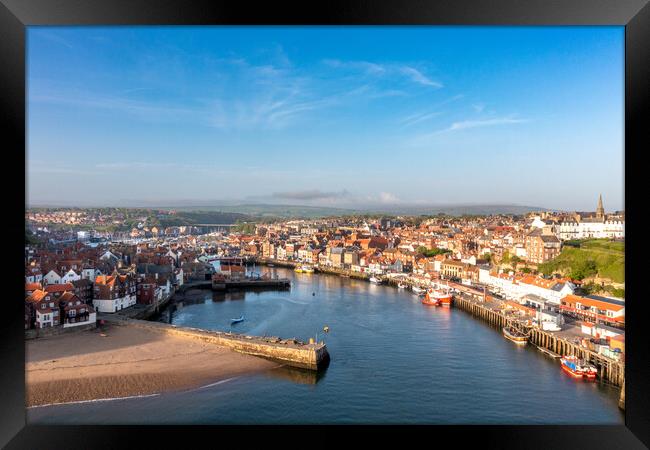 Aerial View Of Whitby Framed Print by Steve Smith