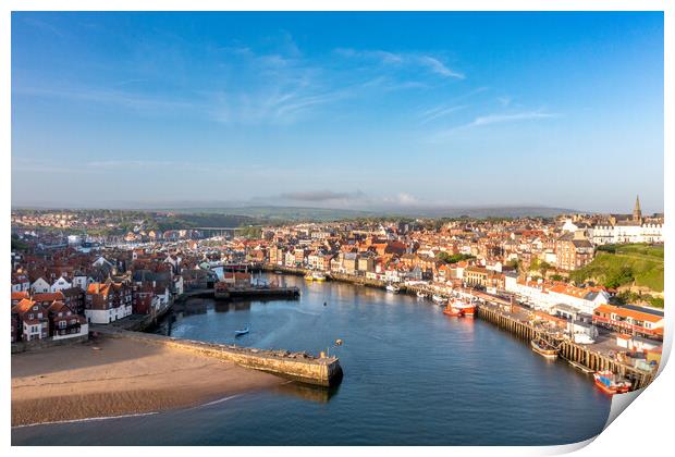 Aerial View Of Whitby Print by Steve Smith
