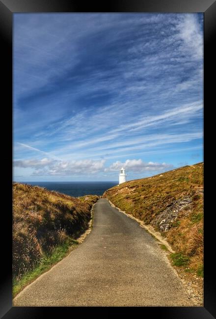To the lighthouse at Trevose Head  Framed Print by Tony lopez