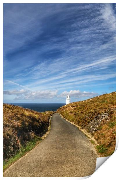 To the lighthouse at Trevose Head  Print by Tony lopez