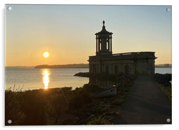 Heavenly Sunset at Normanton Church Acrylic by Stephen Ward