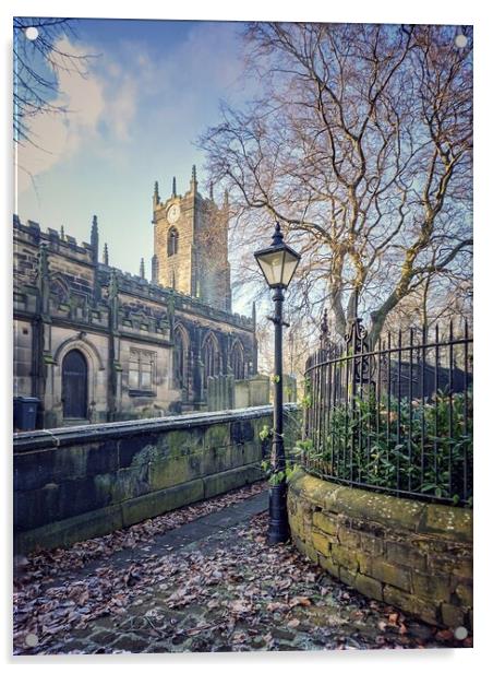 Winter Morning at St Mary's Church  Acrylic by Peter Lewis