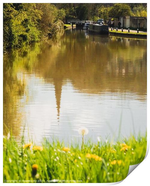 Reflection on Kennet & Avon Canal in Spring  Print by Rowena Ko