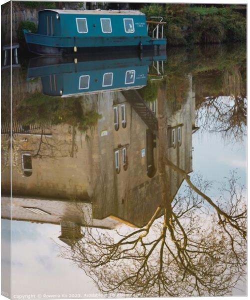 Reflection on Kennet & Avon Canal Canvas Print by Rowena Ko