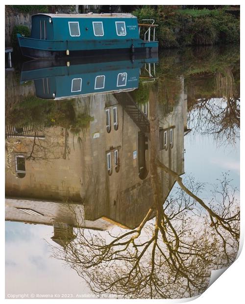Reflection on Kennet & Avon Canal Print by Rowena Ko