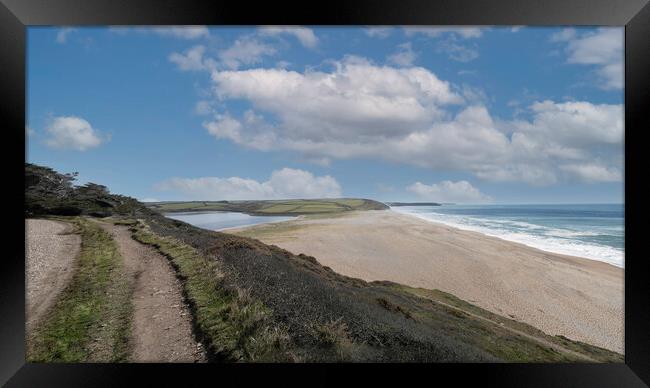Majestic Wilderness of Loe Bar and Loe Pool Framed Print by kathy white