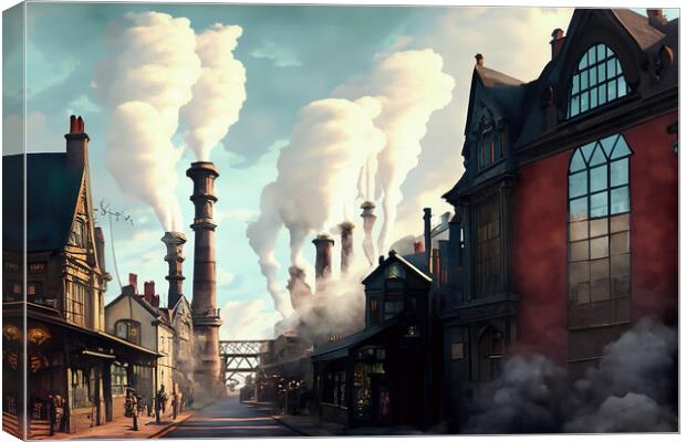 Steampunk Victorian Street 01 Canvas Print by Glen Allen