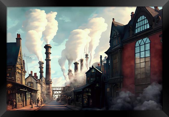 Steampunk Victorian Street 01 Framed Print by Glen Allen