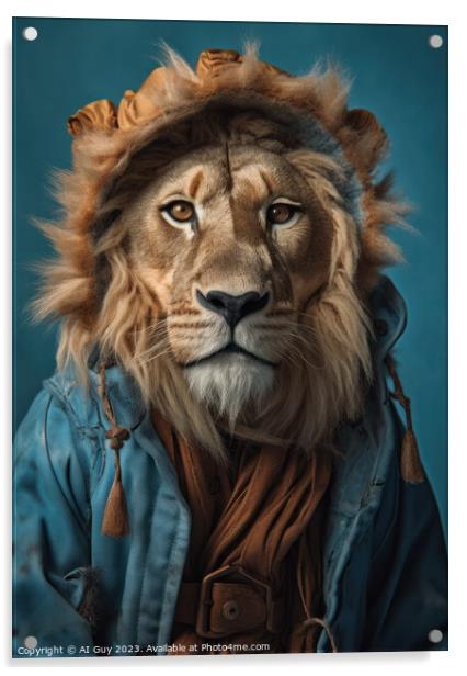 Hipster Lion Acrylic by Craig Doogan Digital Art