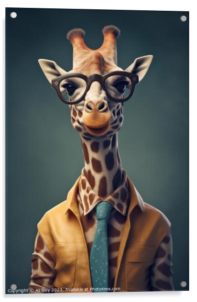 Hipster Giraffe Acrylic by Craig Doogan Digital Art