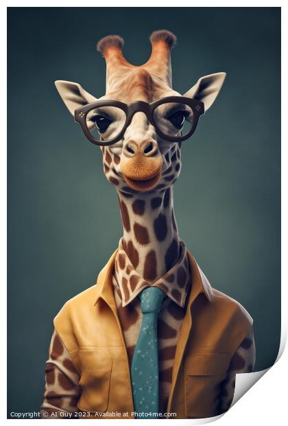 Hipster Giraffe Print by Craig Doogan Digital Art