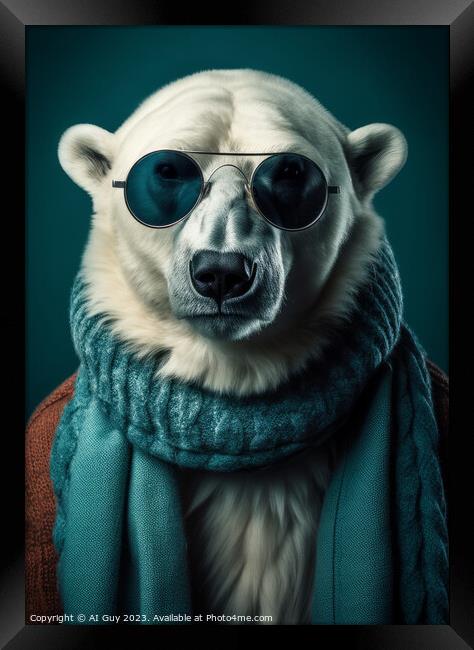 Hipster Polar Bear Framed Print by Craig Doogan Digital Art