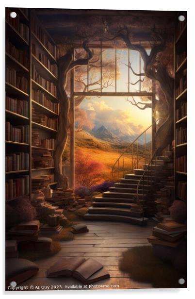 Fantasy Library Acrylic by Craig Doogan Digital Art
