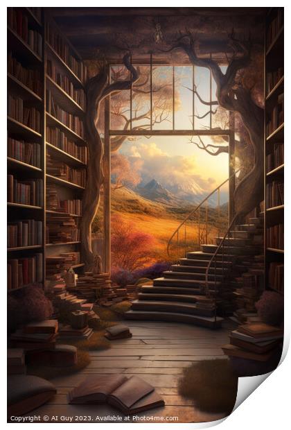 Fantasy Library Print by Craig Doogan Digital Art