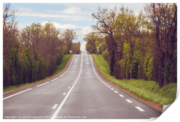 Traveling on a rural french country road Print by Laurent Renault