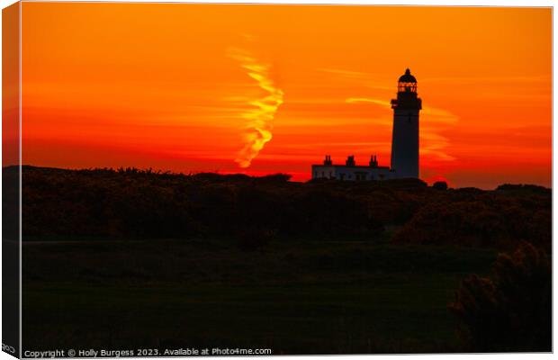 'Turnberry's Historic Lighthouse: A Sunset Serenad Canvas Print by Holly Burgess