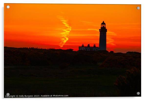 'Turnberry's Historic Lighthouse: A Sunset Serenad Acrylic by Holly Burgess