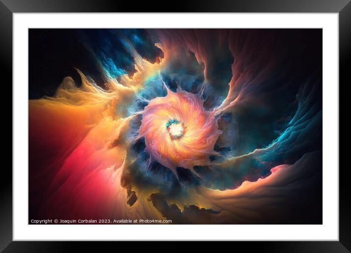 Dramatic sky formation of a black hole. Ai generated. Framed Mounted Print by Joaquin Corbalan