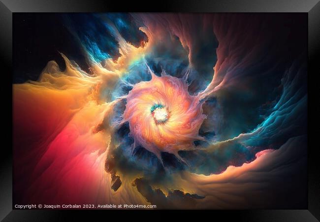 Dramatic sky formation of a black hole. Ai generated. Framed Print by Joaquin Corbalan