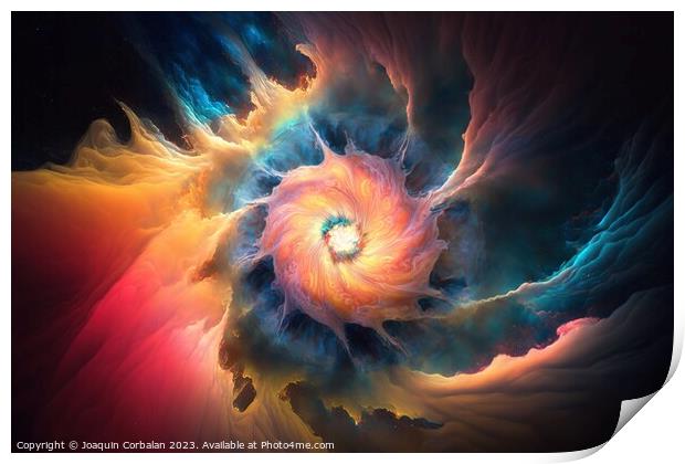 Dramatic sky formation of a black hole. Ai generated. Print by Joaquin Corbalan
