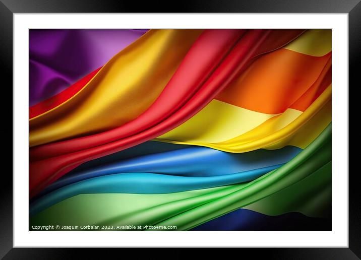 Waving gay flag in bright colors. Framed Mounted Print by Joaquin Corbalan