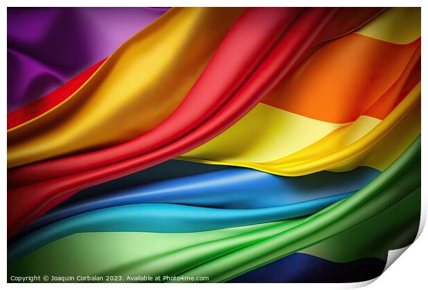 Waving gay flag in bright colors. Print by Joaquin Corbalan