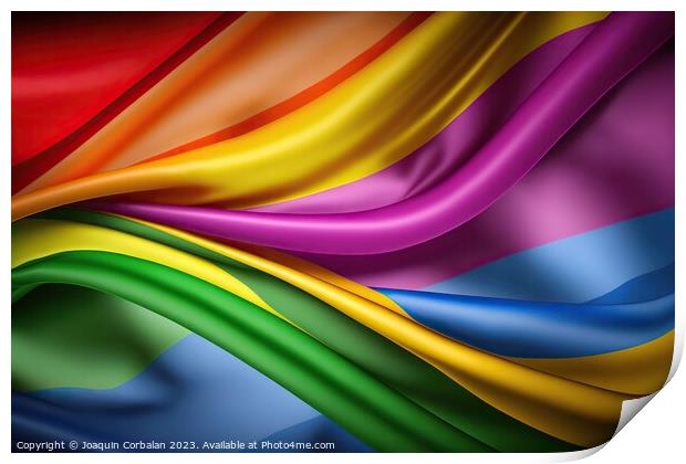 A colorfully designed rainbow flag featuring gay pride. Print by Joaquin Corbalan